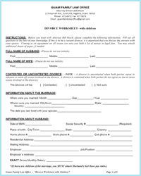 divorce worksheet with children